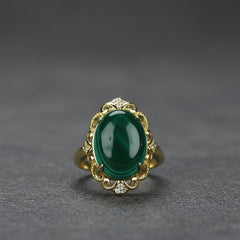 Natural Malachite Saddle Ring for Emotional Healing and Protection