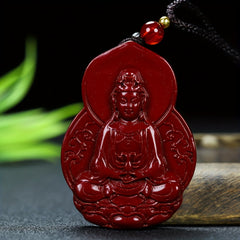 Sacred Cinnabar Guanyin Pendant for Protection, Compassion & Spiritual Grace