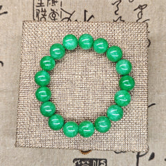 12.3mm Emerald Green Bead Bracelet - Harmony & Prosperity Energy Boost