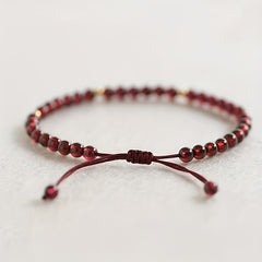 Elegant Red Garnet Braided Bracelet - Minimalist Design for Love & Protection