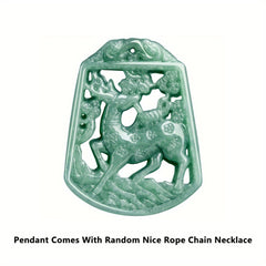 JadeJjewelry Genuine Natural A-grade Little Deer Pendant – Ethnic Style Couple Necklace for Harmony & Spiritual Connection