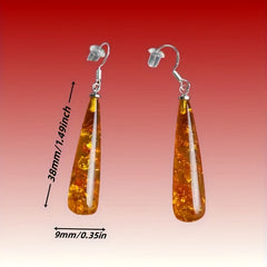 Boho Chic Teardrop Earrings - Golden-Yellow Resin for Festive Elegance & Spiritual Balance