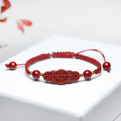Cinnabar Wealth Coin Bracelet — Red Prosperity Charm for Luck & Abundance