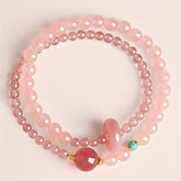 Peach Pink Bead Bracelet - Lucky Charm for Mindful Living