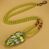 Natural Amber Tree Leaf Pendant - Overnight Wealth & Spiritual Protection Necklace