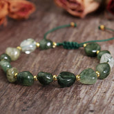 Moss Agate Raw Stone Bracelet - Natural Energy Healing Jewelry for Daily Wear & Holidays