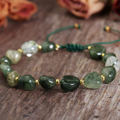 Moss Agate Raw Stone Bracelet - Natural Energy Healing Jewelry for Daily Wear & Holidays