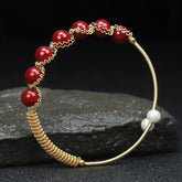 Cinnabar Beads Bracelet, Imitation Rose Bracelet, For Men And Women