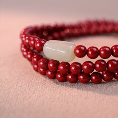 Cinnabar Bracelet Gift Box Set - Multi-Loop Design for Energy & Protection