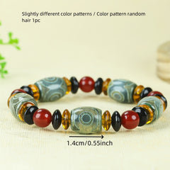 Vintage Bohemian Three-Eye Agate Necklace for Spiritual Protection & Emotional Balance