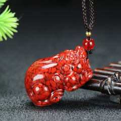 Natural Raw Mineral Sand Pixiu Pendant for Wealth, Protection, and Feng Shui