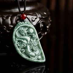 Dragon Phoenix Natural Stone Pendant - Harmony Balance Prosperity Gift for Couples