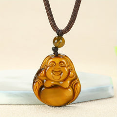 Natural Stone Pendant Necklace - Vibrant Orange & Black Energy
