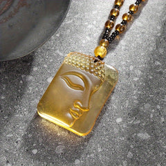 Sakyamuni Buddha Frosted Pendant Necklace — Calm Mind, Protection & Abundance Energy Talisman