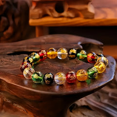 Good Luck Buddha Bead Bracelet — Color Energy Prosperity & Harmony Talisman