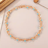 French Vintage Geometric Turquoise Necklace Golden Energy Balance Gift