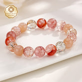 1pc Natural Stone Bracelet - Elegant Women's Jewelry with Pink Brown Red Beige White Clear Beads - Stretchy Elastic Cord - Valentine's Day Birthday Anniversary Gift - Luxury Beaded Chain - Natural Mineral Beads - All-Season Everyday or Formal Wear