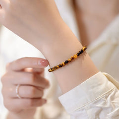 Synthetic Tiger's Eye Bracelet - Brown & Gold-Brown Striated Beads for Everyday Elegance & Energy Balance