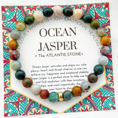 1pc Ocean Jasper Bracelet - Bohemian Style Handmade Jewelry for Emotional Stability & Love Attraction