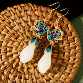 Chinese Enamel Flower Earrings - Eastern Elegance & Harmonious Energy for Daily Wear
