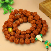 Natural Rudraksha Bead Necklace with Jade Accents — Spiritual Protection, Inner Peace & Energy Balance Talisman