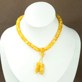 Old Honey Yellow Jade Bead Necklace for Grounding, Prosperity, and Vintage Charm