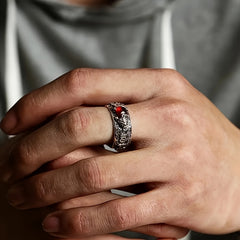 Feng Shui Pixiu Ring Wealth & Protection Amulet with Heart Sutra Engraving