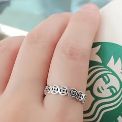 Golden Imitation Copper Money Ring - Feng Shui Wealth Energy for Prosperity