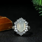 Elegant Vintage-Inspired White Agate Ring for Men, Statement Single Piece with Grounding Energy, Perfect for Wedding & Formal Occasions