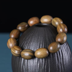 Green Sandalwood Bead Bracelet - Natural Energy & Eastern Charm for Men