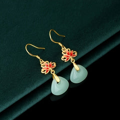 Vintage Golden Plated Copper Lotus Earrings for Spiritual Balance Energy