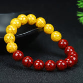 Natural Cinnabar Beaded Bracelet for Good Fortune, Wealth, and Positive Energy, Elastic Crystal Jewelry for Women