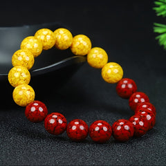 Natural Cinnabar Beaded Bracelet for Good Fortune, Wealth, and Positive Energy, Elastic Crystal Jewelry for Women