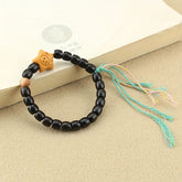 Australian Black Sandalwood Bracelet: Vintage Unisex Spiritual Accessory with Colorful Tassels