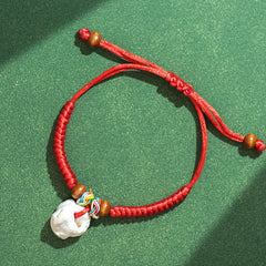 Handmade Red Rope Double Fish Energy Bracelet – Protection, Prosperity & Spiritual Harmony Jewelry with Beads