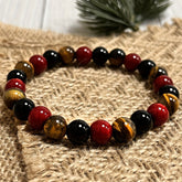 Vintage Boho Natural Stone Bracelet for Inner Strength & Chakra Grounding - Triple Protection Energy Jewelry