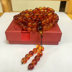 108-Bead Natural Amber Bracelet - Bohemian Vintage Style for Daily Wear & Formal Events