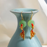 Chinese Retro Circular Koi Earrings for Prosperity Energy