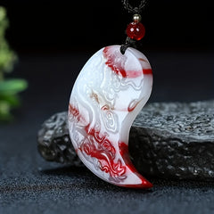 Imitation Red and White Jade Dragon Phoenix Pendant — The Unspoken Harmony Between Movement and Stillness