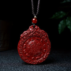 Elegant Cinnabar Eight Trigrams Pendant Necklace - Wealth Attraction & Synthetic Stone Fashion for Men