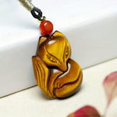 Cute Chinese Style Stone Fox Pendant - Daily & Vacation Wear for Harmony & Protection