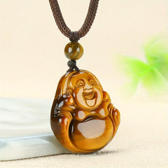 Natural Stone Pendant Necklace - Vibrant Orange & Black Energy