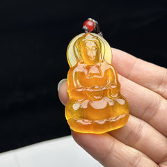 Yellow Jade Guanyin Pendant Necklace for Compassion, Protection & Spiritual Awakening