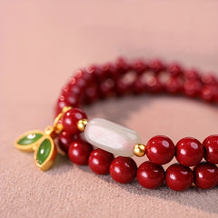 Women's Elegant Red Cinnabar Bead Bracelet - Spiritual Energy & Harmony Luxury Jewelry