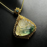 Men's Green Quartz Buddha Necklace for Serenity, Grounding, and Bohemian Style