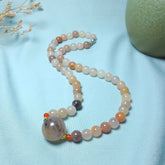 Natural Stone Bead Necklace Pink Orange Energy Harmony Good Luck