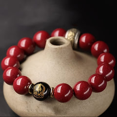 Chinese Vermilion Bead Bracelet - Natural Cinnabar Zodiac Protector for Energy & Harmony