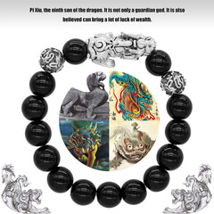 Feng Shui Black Obsidian Wealth Bracelet - Attract Wealth & Luck with 12mm Beads