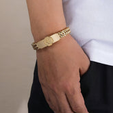 Elegant 304 Stainless Steel Tree Design Men's Bracelet - Golden Plated Magnetic Clasp for Energy Protection & Couple Gifts