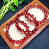 8/10/12mm Natural Red Crystal Bracelet for Luck & Prosperity - Handmade Holiday Gift